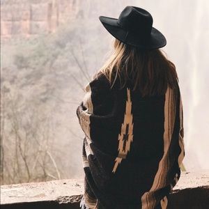 Black Wool wide brim fedora Free People